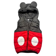 Kids Disney Park Mickey Mouse Ears Hooded Puffer Vest Red Black Youth Size M