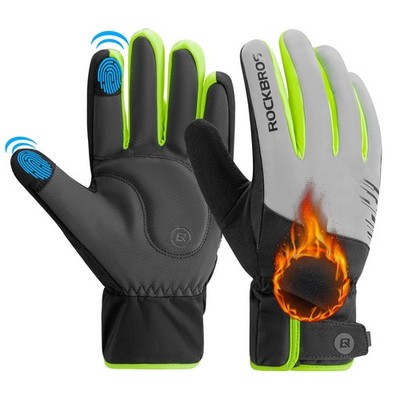 ROCKBROS Warm Fahrradhandschuhe Reflektierend Vollfingerhandschuhe Touchscreen