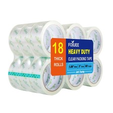 18 Rolls Crystal Clear Packing Tape 1.88 Inch x 60 Yards Shipping Moving