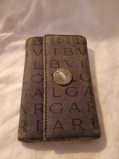 BVLGARI Logo mania Key holder unisex Brown SilverHardware canvas Used