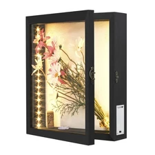 LED Shadow Box Frame 28x30cm Wine Cork Holder Display Case with Lights Memory...
