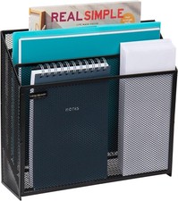 Vertical File Storage, Desktop Organizer, Metal Mesh, Black