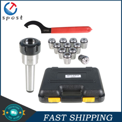 For Milling Machine MT3 Shank With 11PC ER32 Collet Set ER32 Chuck & Spanner New