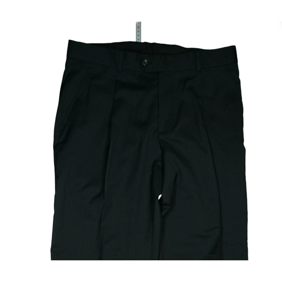 Phönix Algeri Men Stoff Anzug Hose Business dünn 50 W34 L32 black gestreift NEU - Bild 2 von 4