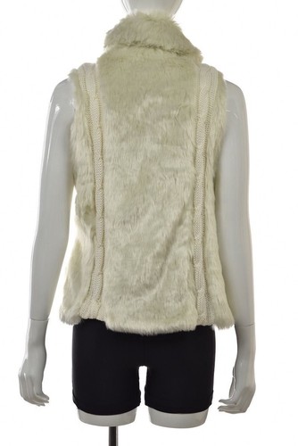 Chaleco para mujer Lui, talla L, blanco marfil, piel sintética, chaqueta sin mangas informal ropa exterior - Imagen 2 de 4