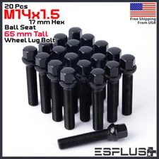 [20]M14X1.5 Black 65 mm Extended bolts fits Mercedes-Benz 20-24 Spacers