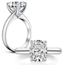 3.5CT 925 Sterling Silver Cushion CZ Solitaire Engagement Ring Band Sz 4-10 A27