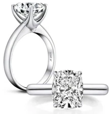 3.5CT 925 Sterling Silver Cushion CZ Solitaire Engagement Ring Band Sz 4-10 A27