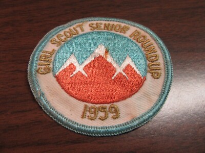 1959 Girl Scout Senior Roundup Pocket Patch Worn     c80