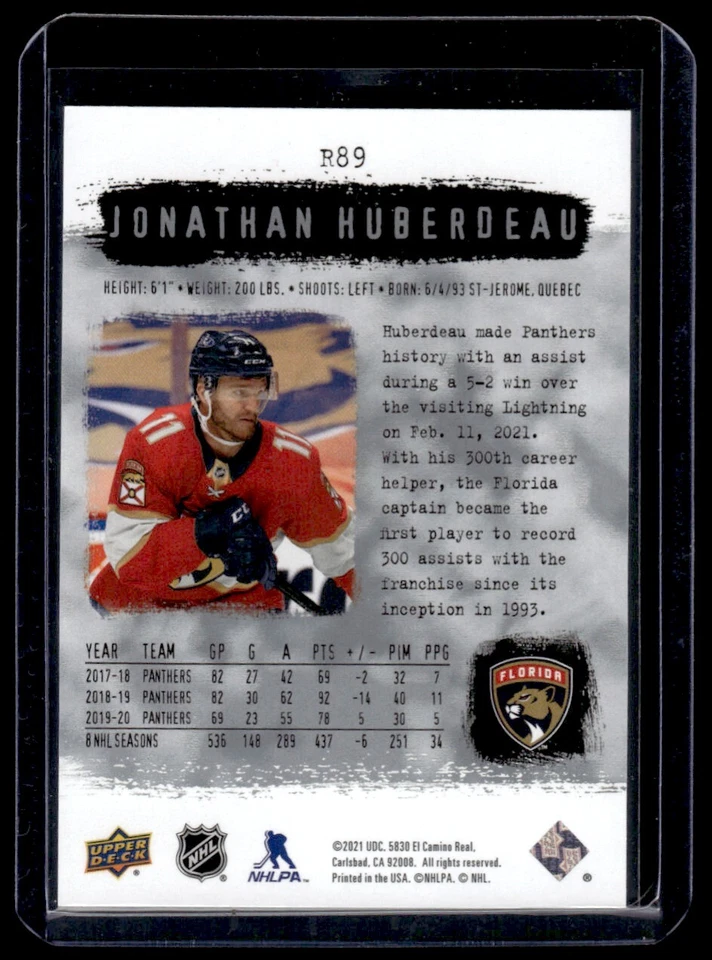 2020-21 SP Authentic 2000-01 Retro Jonathan Huberdeau #R89 Florida Panthers - Image 2 of 2