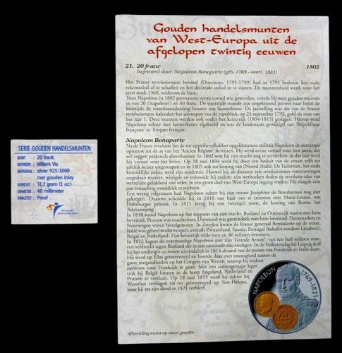Netherlands Antilles 10 Gulden 2001 Silver Proof with Gold Trade coin 20 Francs - Picture 4 of 4