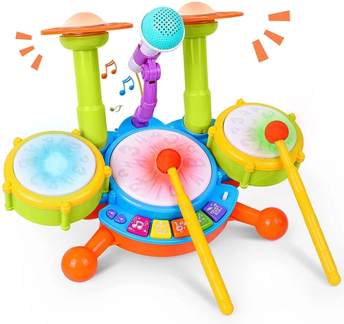 Kids Toddler First Drum Kit With Mic & Instrument CHILDREN MUSICAL TOY SET GIFTS - Picture 5 of 14