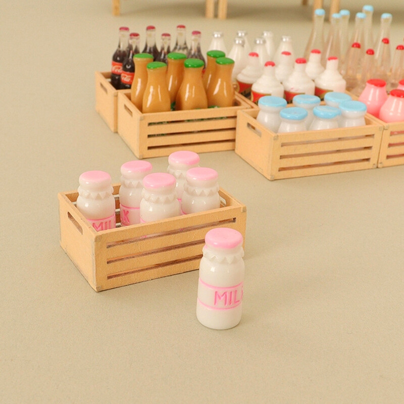 1Set 1:12 Dollhouse Miniature Milk Bottle W/Frame Drink Holder Kitchen Decor SFB | eBay
