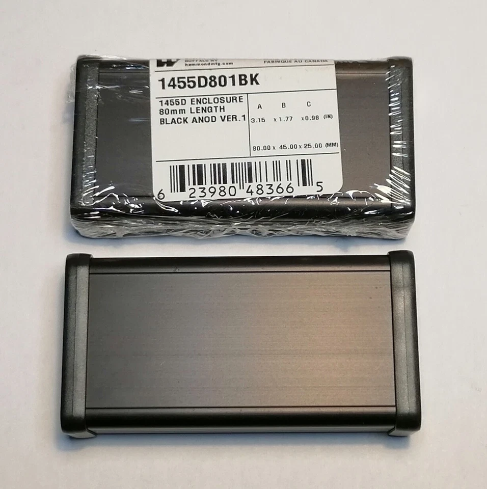 Hammond Alu Gehäuse 80x45x25mm schwarz eloxiert 1455D801BK