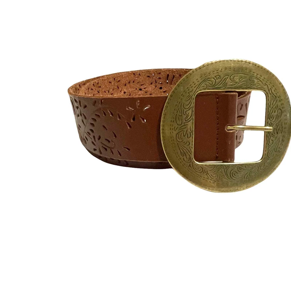 Coldwater Creek Leather perforated belt Sz S boho western - Image 2 of 4