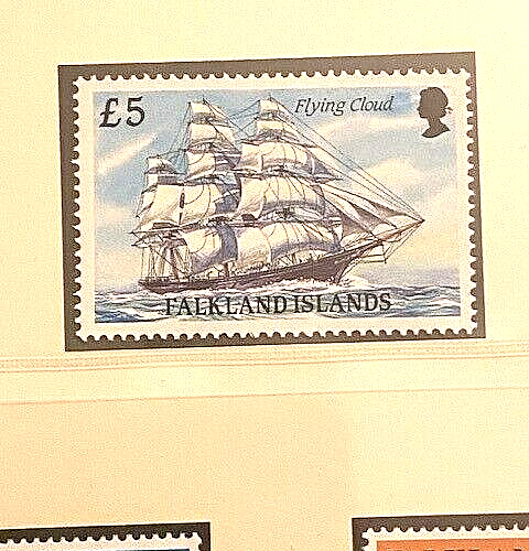 1990 FALKLAND ISLANDS ##500, FLYING CLOUD SHIP,  5 POUNDS , HIGH VALUE, MNH - Picture 1 of 3