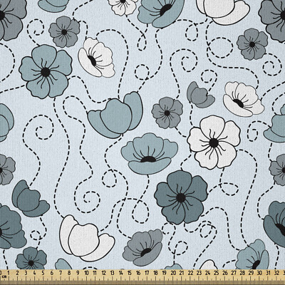 Blumen Microfaser Stoff als Meterware Doodle Floral Botanik