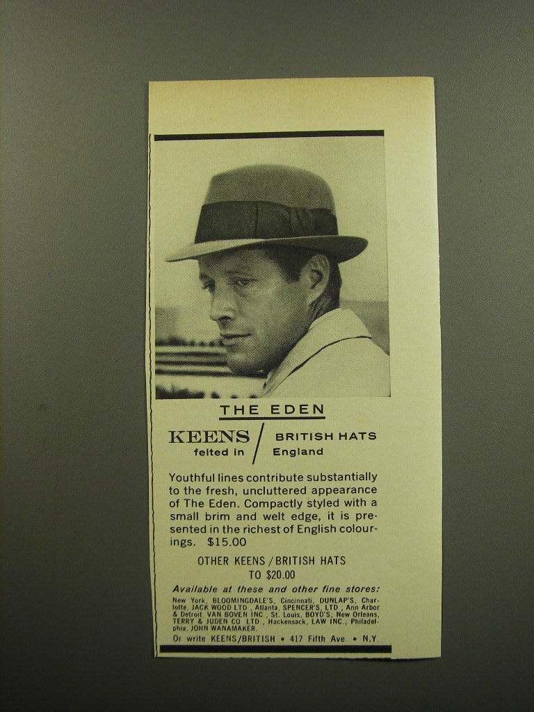 1959 Keens Eden Cappello Pubblicità