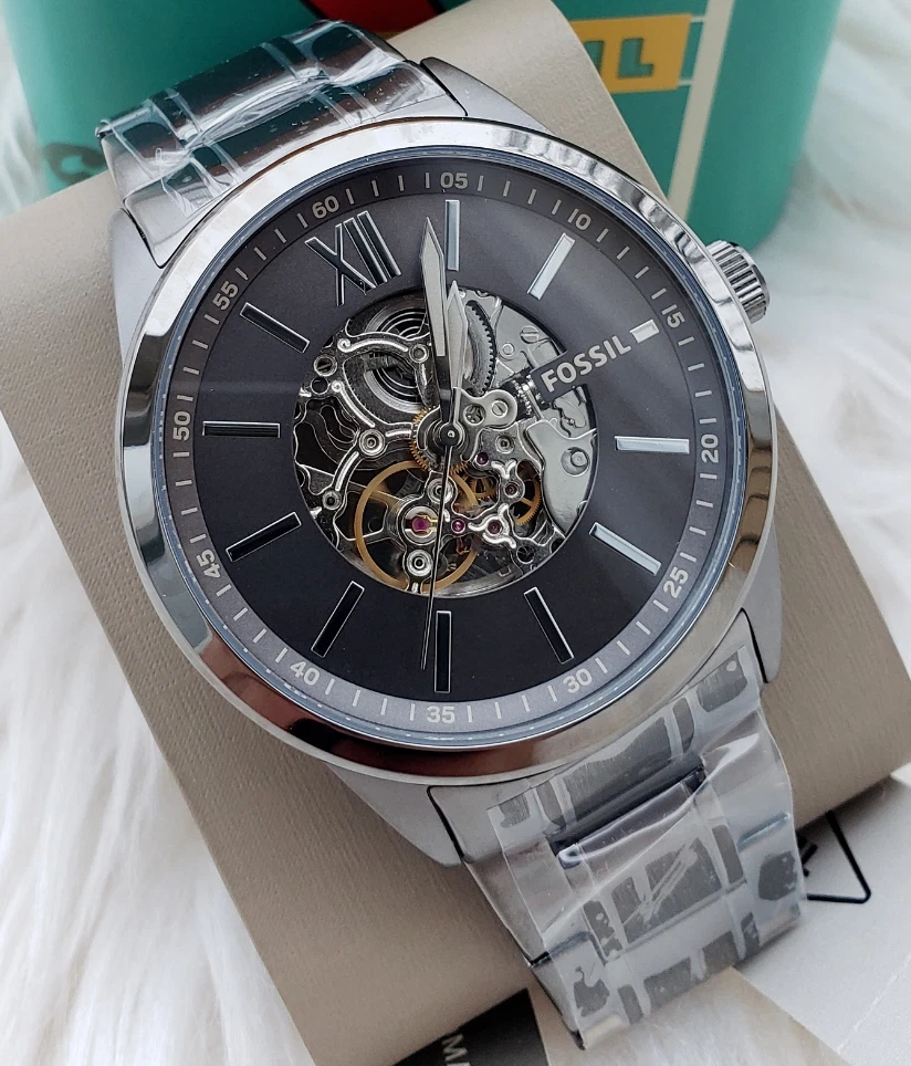 Fossil Flynn Automatic Gray Dial Stainless Steel Men s Watch BQ2384