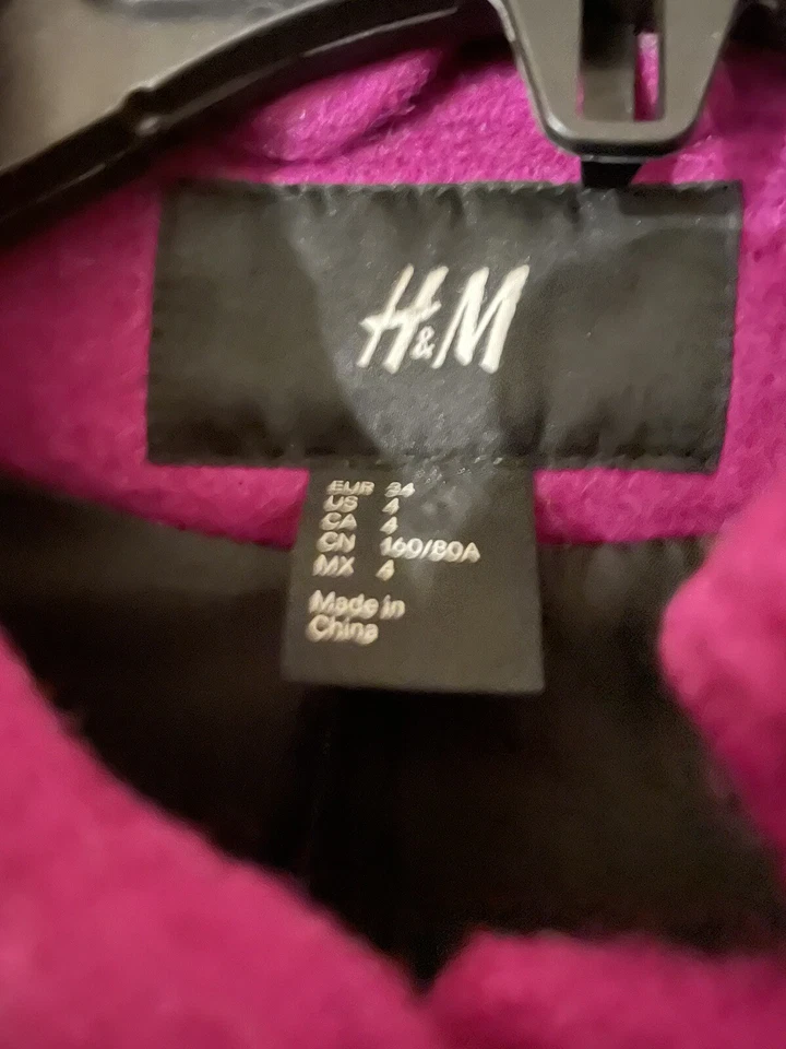 Abrigo Chaqueta H&M Rosa Fucsia Mujer Talla Pequeña 4 Mezcla Lana Damas ¡Perfecto! Foto 3 de 4