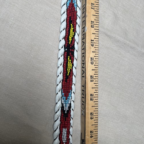 Vintage Gammon Shire White Leather Beaded Belt Small Native Western Good Cond. - Picture 5 of 16