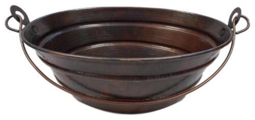 15" Round Copper BUCKET Vessel Bath Sink with ORB Faucet & LT Drain - Picture 2 of 5