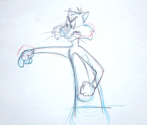 SYLVESTER THE CAT 1960's Warner Brothers Original PRODUCTION cel DRAWING