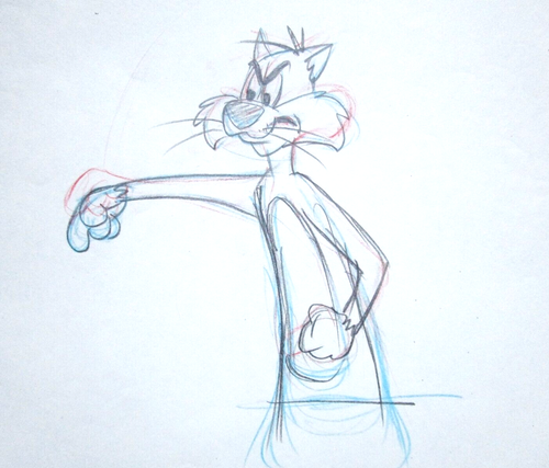 SYLVESTER THE CAT ANNI '60 WARNER BROTHERS PRODUZIONE ORIGINALE DISEGNO cel - Foto 1 di 2