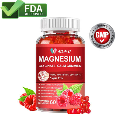 60 Gummies Supplement Calm Mood,Muscle, Bone & Sleep Support Magnesium Glycinate
