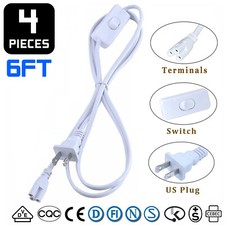 4 Pack 6ft Integrated LED T5/T8 Tube Lights, 3-Pin US Cord, On/Off Switch