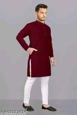 Indian Men Straight Traditional Cotton Kurta only Kurta