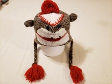 Kids Warm Winter Knit Beanie Hat Cap Sock Monkey Ear Flaps Tassels Pom 