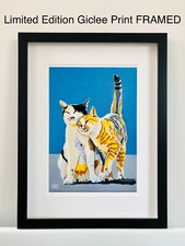 Limited Edition Giclee print signed & numbered portrait cats Pop Art FRAMED