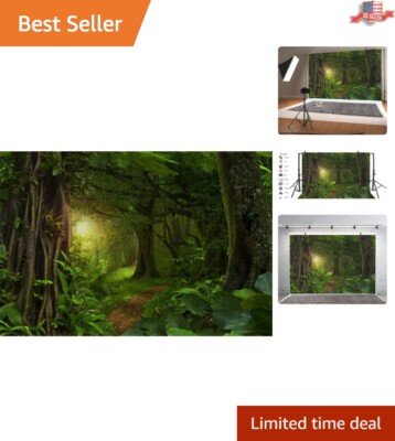 Enchanting 10x8ft Evergreen Forest Backdrop for Kids' Birthday Celebrations