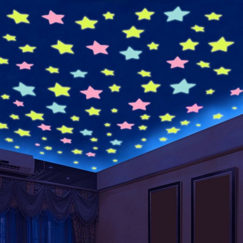 Fairy Stars Glow In The Dark Wall Decals - Removable Fluorescent Stickers For Bedroom, Living Room Decor