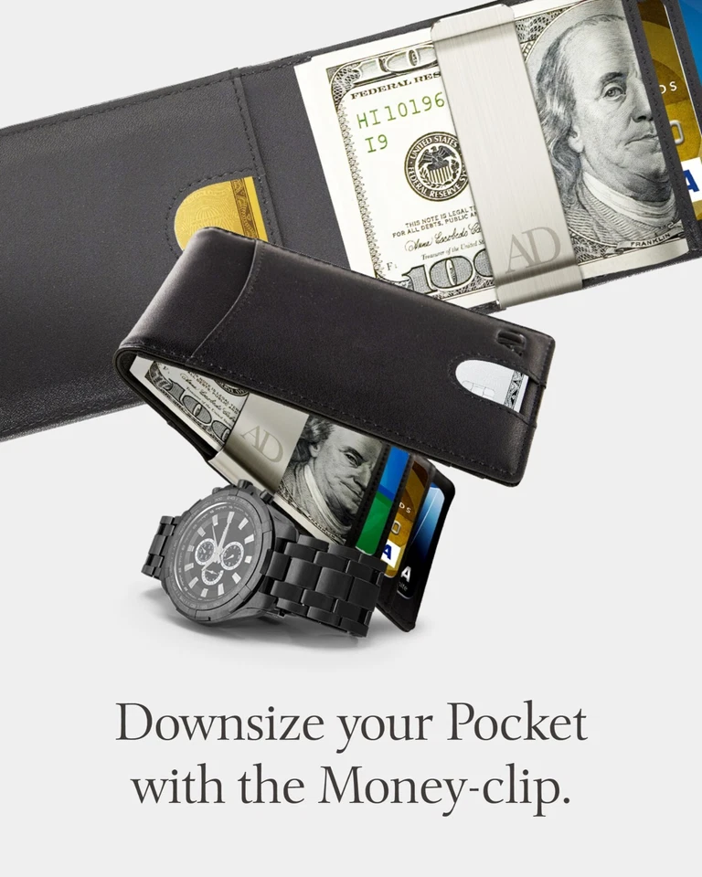 Carteras delgadas para hombres con clip para dinero billetera plegable portatarjetas RFID billeteras para hombres Foto 4 de 4