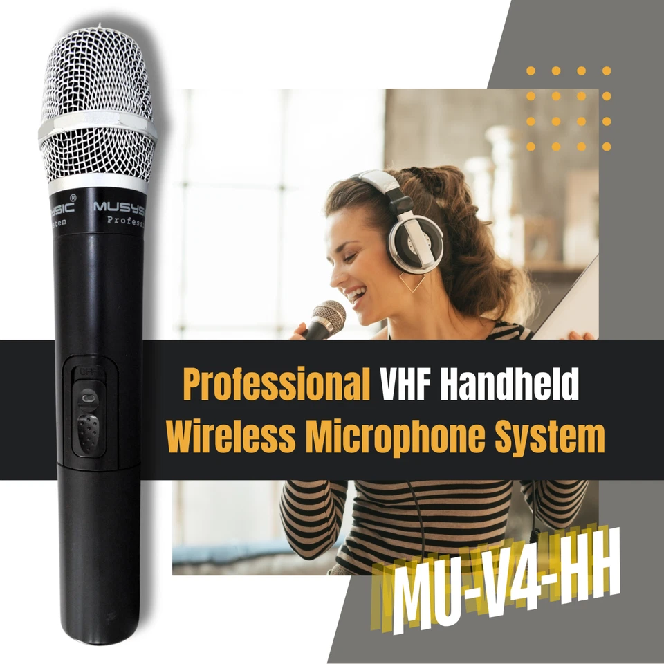 MUSYSIC Professional 4 Channel VHF Handheld Wireless Microphone System MU-V4-HH - Image 2 of 4