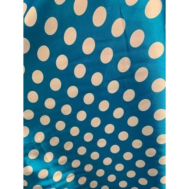 Lunares blancos sobre aguamarina - tela satinada Charmeuse imitación seda Foto 2 de 2
