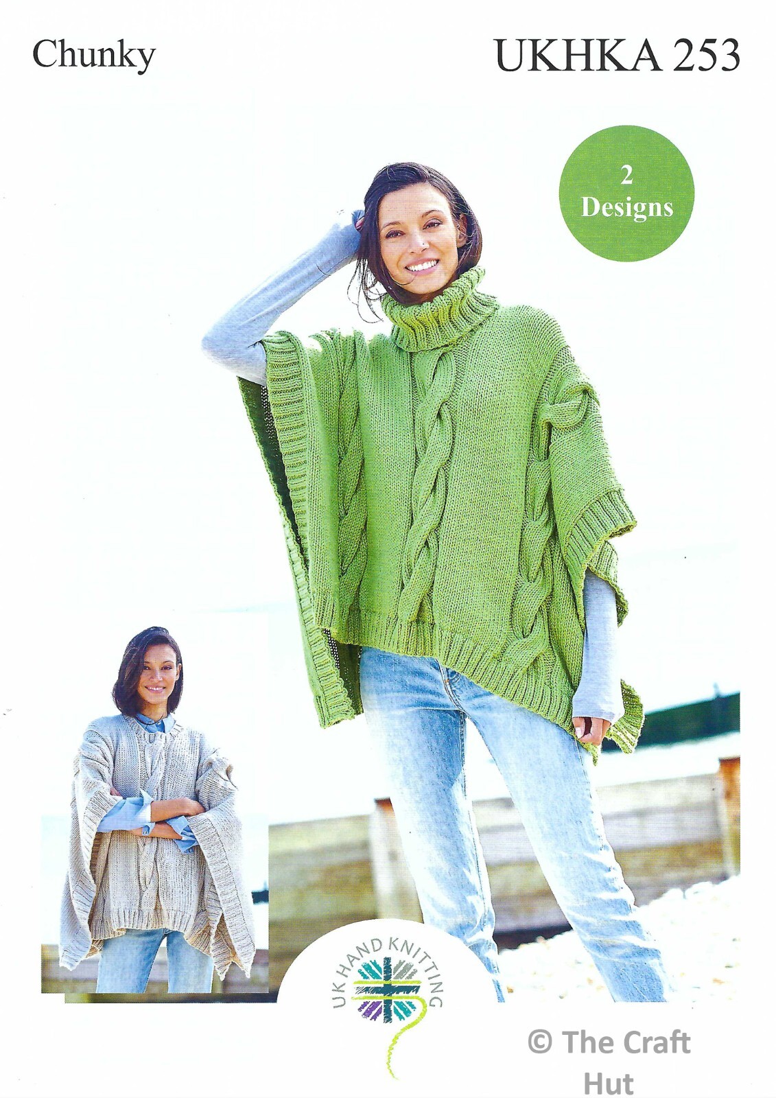 Hand Knitting PATTERN ONLY Chunky Adult Ponchos 2 Designs UKHKA253 New