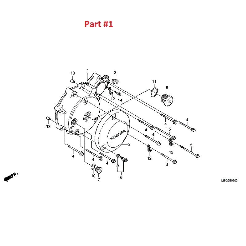 Pieza genuina Honda Shadow 750 2010-23, cubierta del cárter L (#1) 11341-MFE-A40, nueva Foto 2 de 2