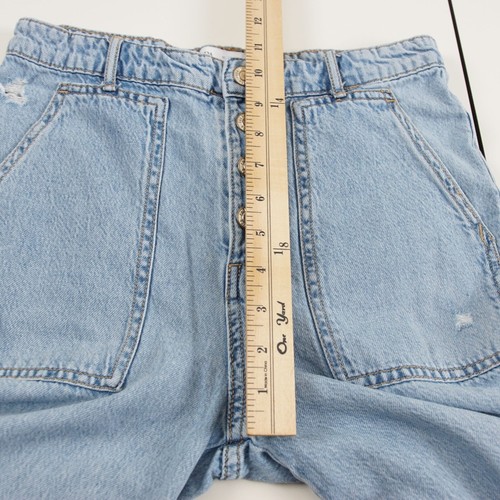 Zara Lightwash Button Fly High Waist Distressed Blue Jeans Girls Sz 13-14 - Picture 5 of 12