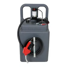 Grey 32 Gallon Portable Diesel Caddy Tank with 12V Electric Fuel Transfer Pump