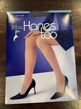 Hanes Too Sheer Pantyhose Size Style AB 116 Barely Black Reinforced Toe VTG 2004