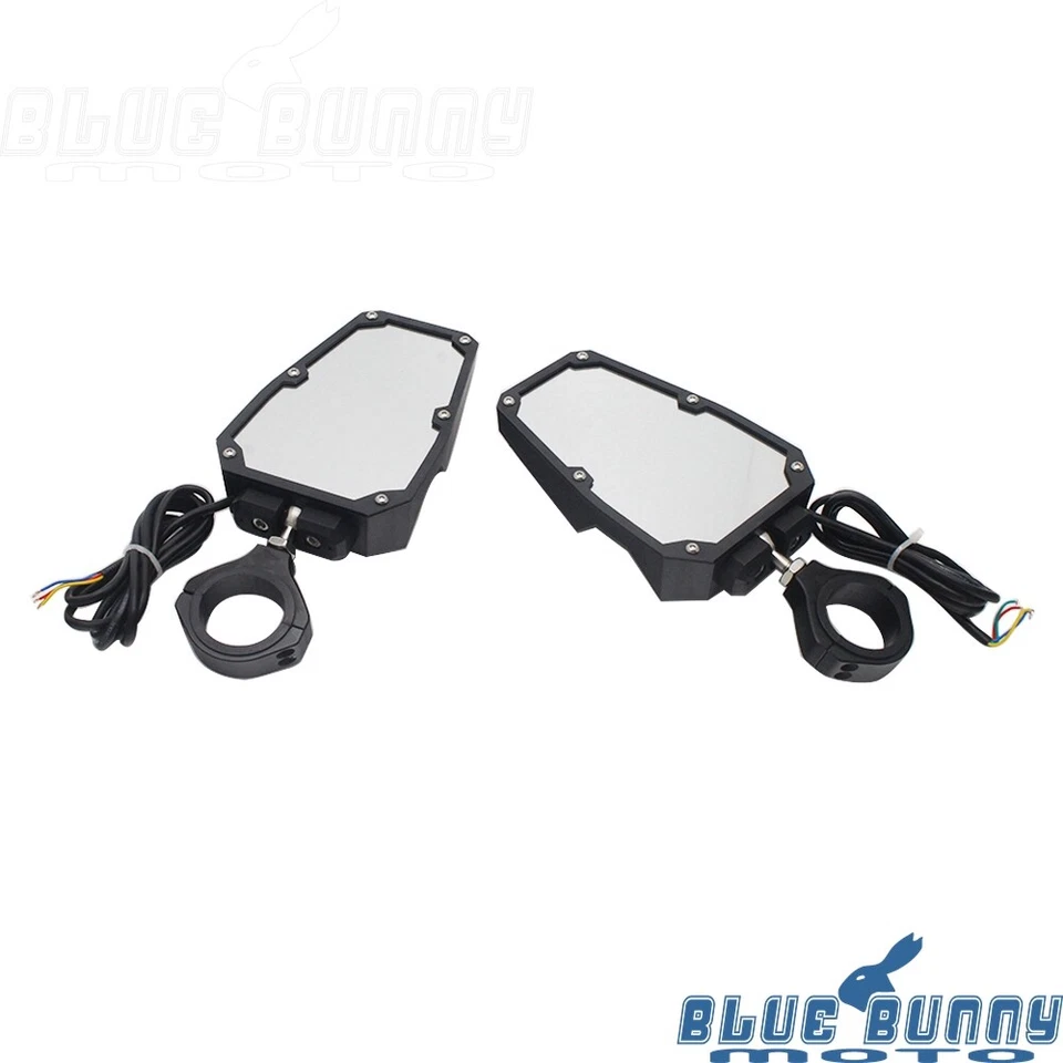 2X UTV L&R Side Rear View Mirrors W/ LED Spot Light For Polaris RZR Arctic Cat - Image 2 of 4