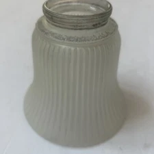 Vertical Line Rib Scallop Bottom Lip Glass Frosted Light Shade Chandelier Fan