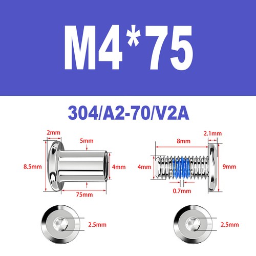 Möbelschrauben A2 V2A Hülsenschrauben M2-M6 Verbindungsschraube Möbelverbinder - Bild 64 von 122