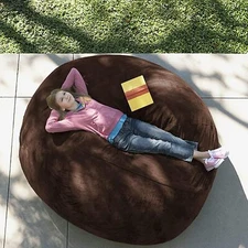 7Ft Giant Bean Bag Chair Cover Living Room Furniture Faux Lazy Sofa Soft Cover