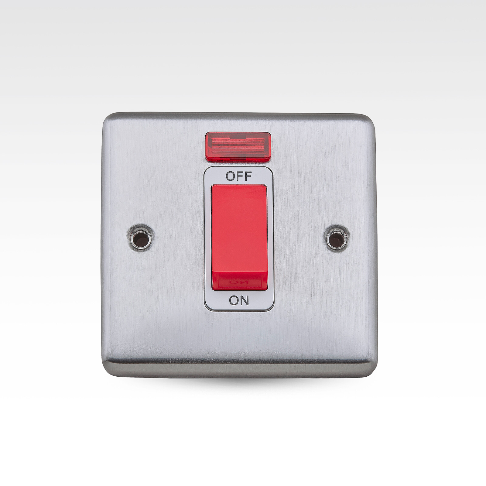 Metal Screw 45a 1 Gang Double Pole Switch With Neon Stainless Steel
