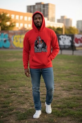 No Apologies Red Gorilla Graphic Fleece Hoodie 2XL Men's Hooded Drawstring
