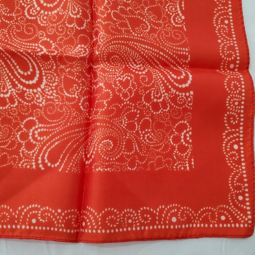 Vintage Scarf Orange White Paisley Dot 19" Square Retro 70s 80s Western Bandana - Picture 2 of 5